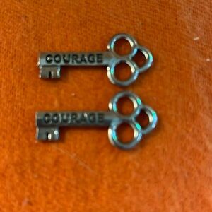 Pewter encouragement keys. Set of two. Many available. COURAGE.